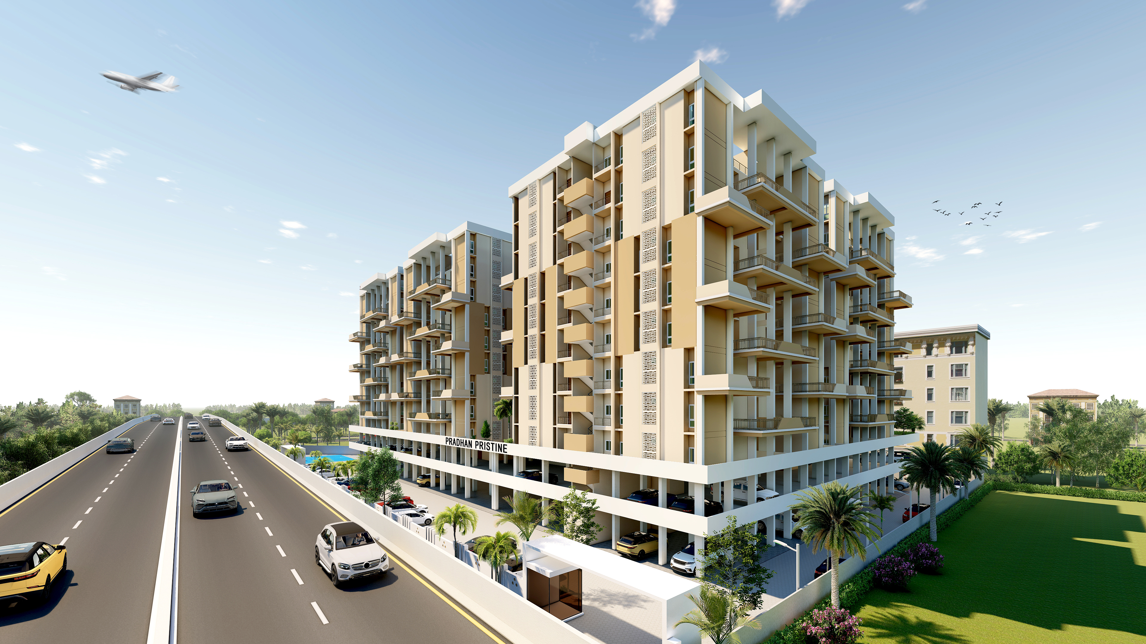 Pradhan Pristine — Architectural Elevation & Landscaped Podium